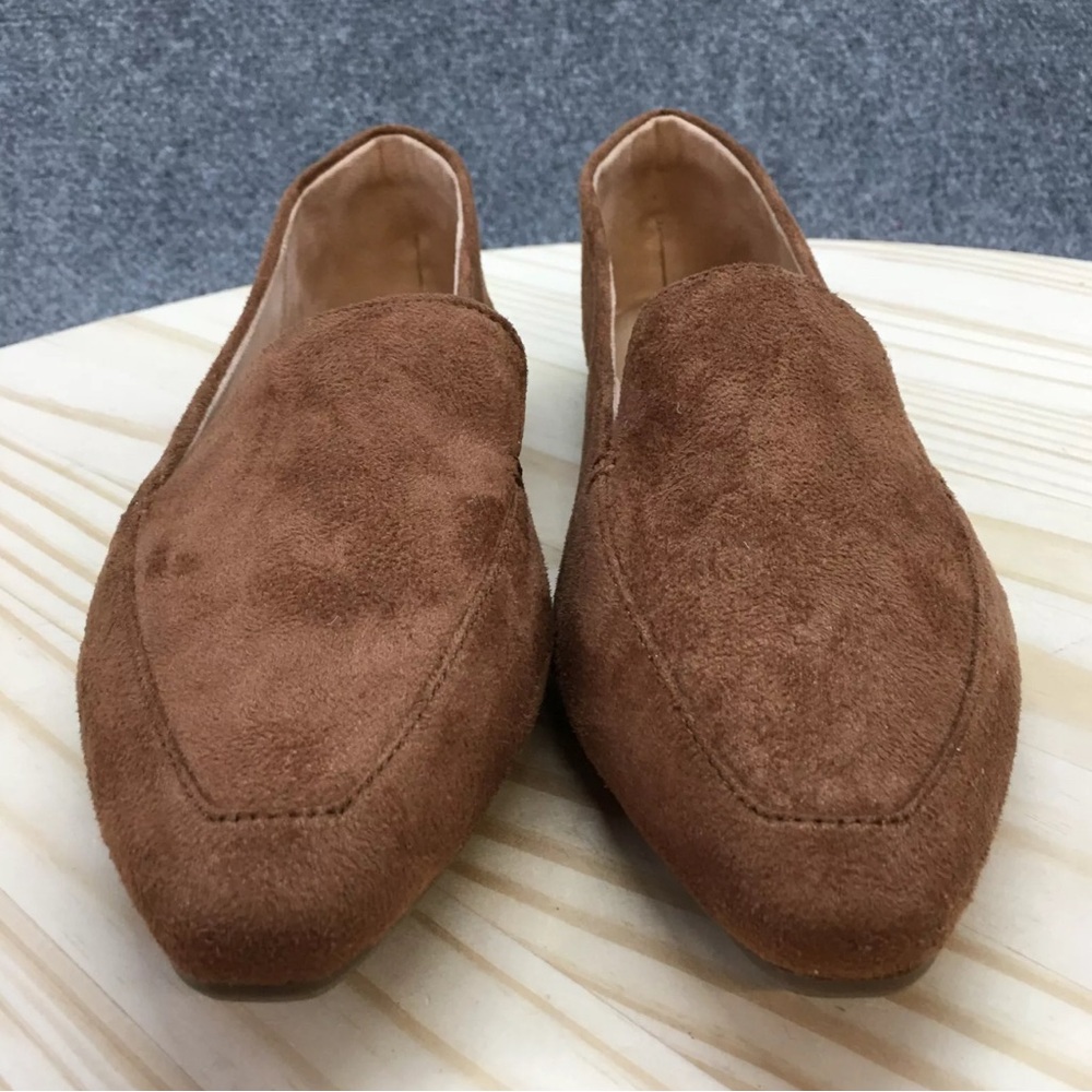 A New Day Shoes Womens 7.5 Pointed Toe Flats Slip On Loafers Brown Faux Suede - Picture 5 of 9